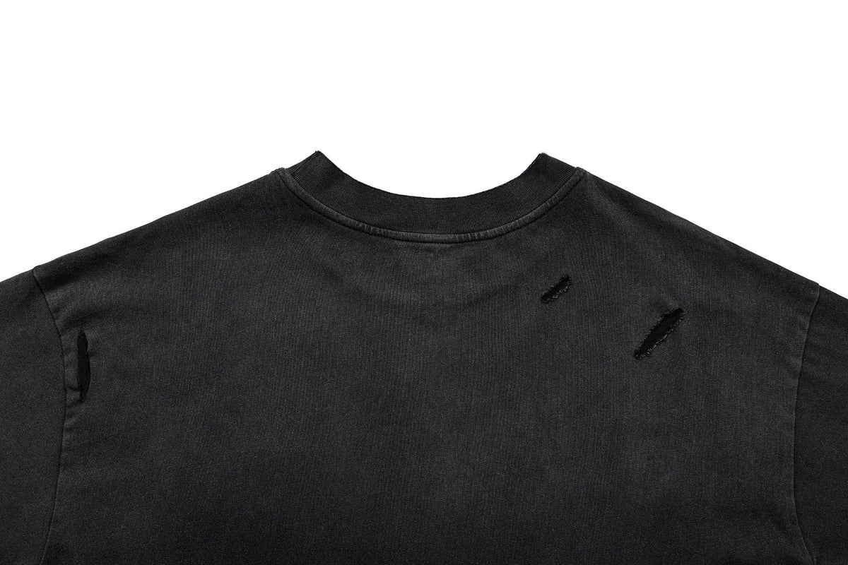 UNDERWATER Washed Ripped Gradient T-Shirt Black