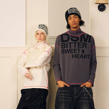 DONSMOKE Contrast Stitch LOGO Turtleneck