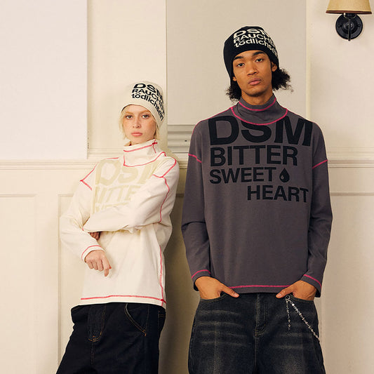 DONSMOKE Contrast Stitch LOGO Turtleneck