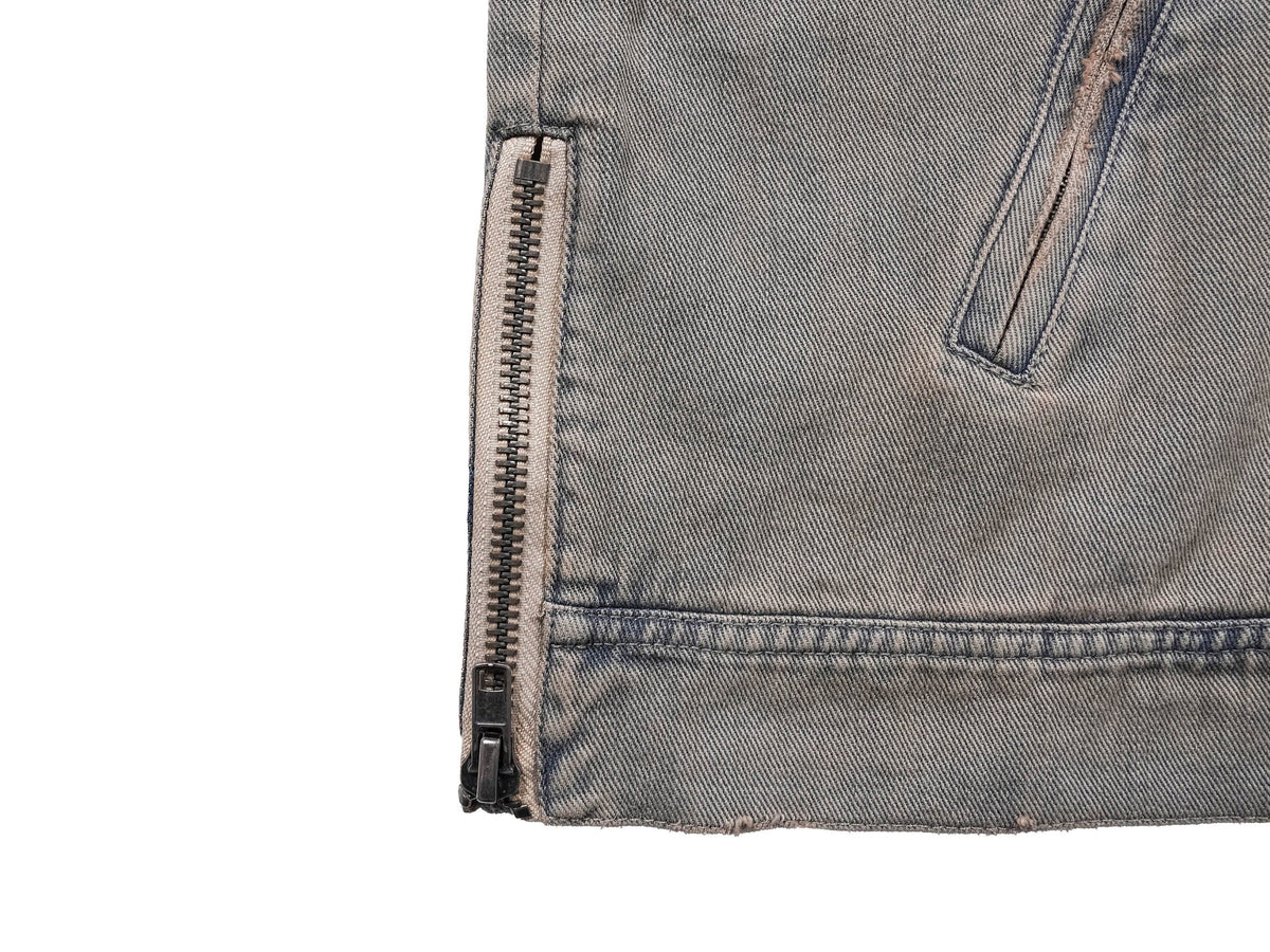 UNDERWATER Acid Wash Zipper Biker Jacket