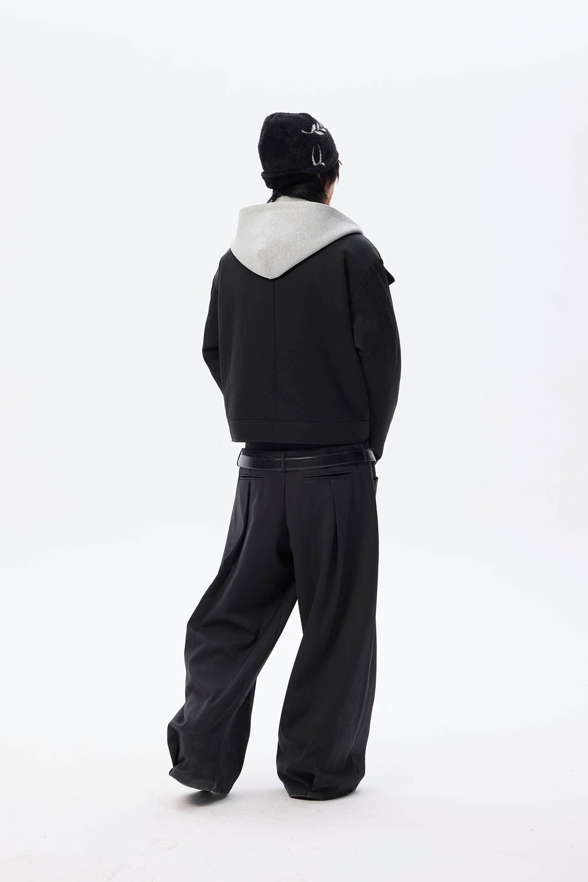WHISTLEHUNTER Asymmetrical Zipper Detachable Hooded Layered Jacket
