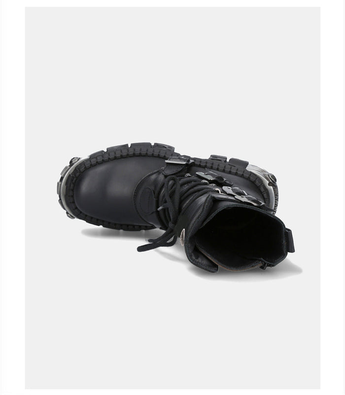 Multi belt gimmick design high-end black boots [ID:0362SH]