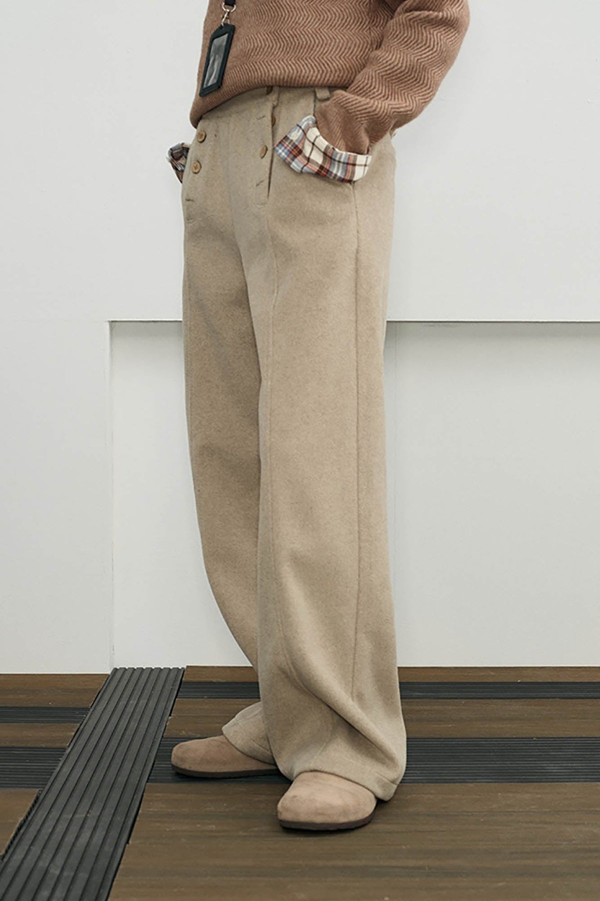 KREATE Double-Breasted Straight-Leg Pants