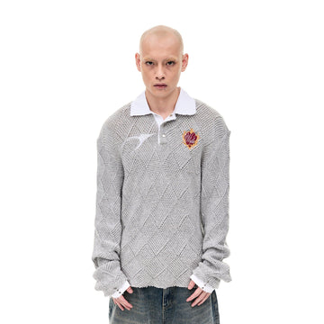 WHISTLEHUNTER Argyle Wool-Blend Polo Sweater