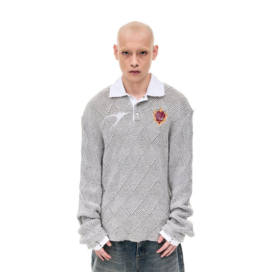 WHISTLEHUNTER Argyle Wool-Blend Polo Sweater