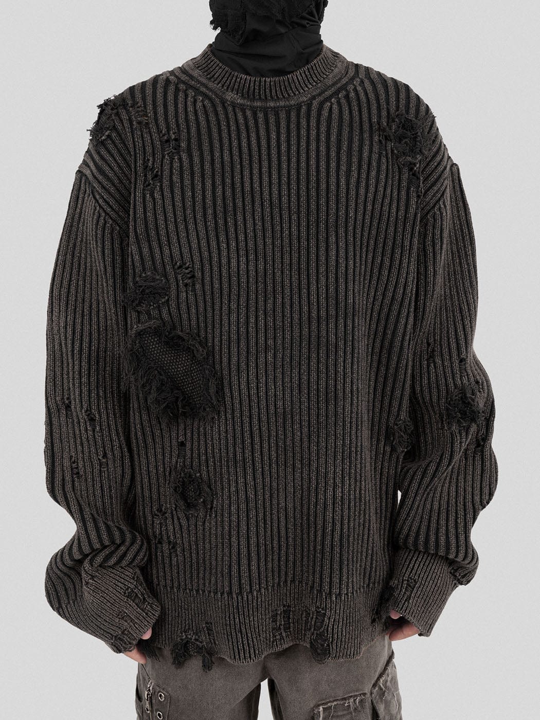 UNDERWATER Wasteland Ripped Sweater Charcoal