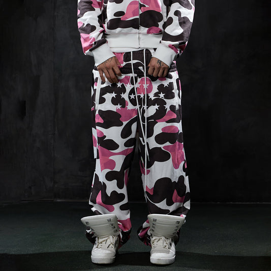 DND4DES Double-Waistband Camo Star Wide-Leg Sweatpants