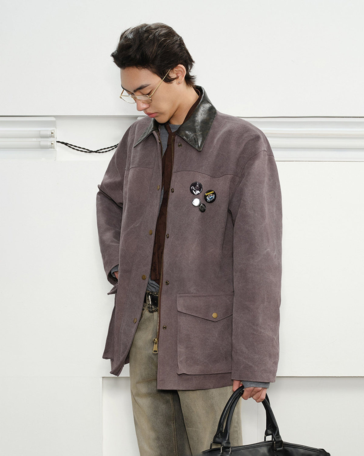 KREATE Aged Canvas Spliced Big-Pocket Jacket