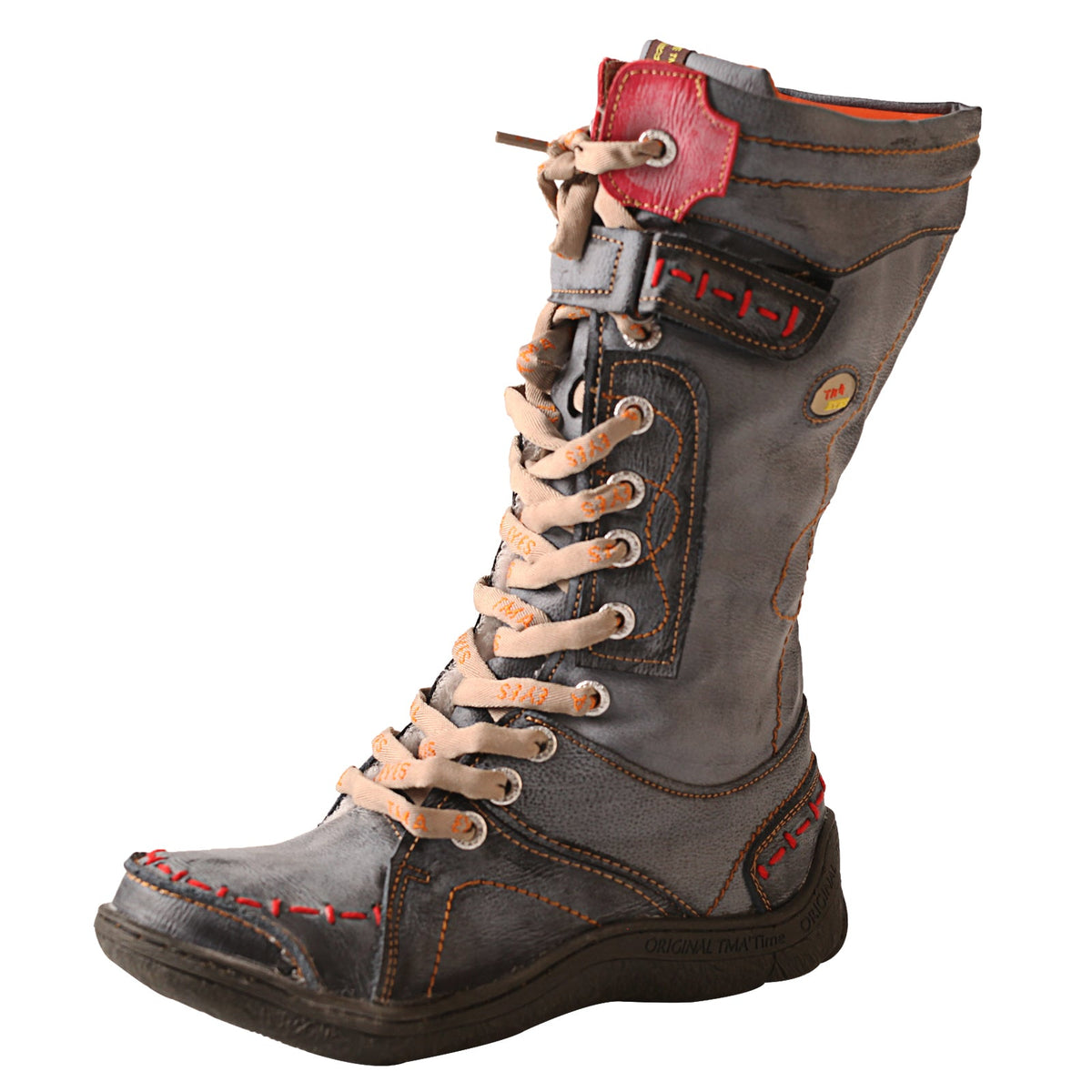 Washed PU Lace-Up Y2K Tall Boots