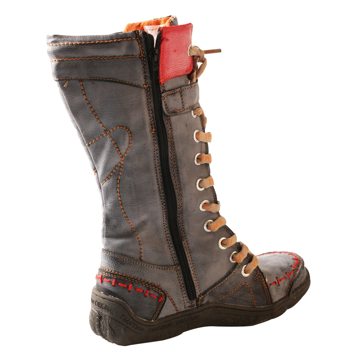 Washed PU Lace-Up Y2K Tall Boots