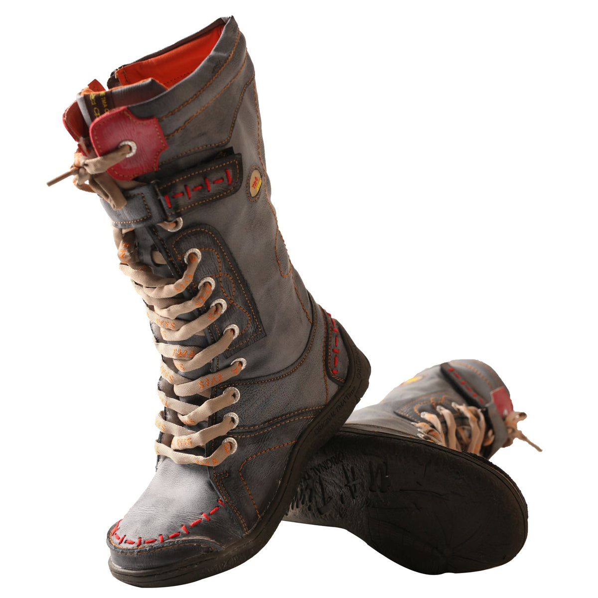 Washed PU Lace-Up Y2K Tall Boots