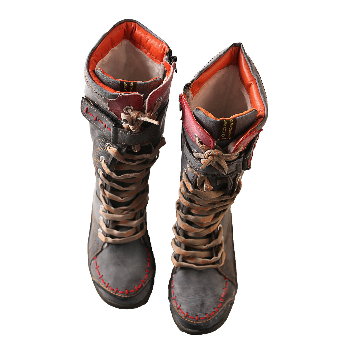 Washed PU Lace-Up Y2K Tall Boots