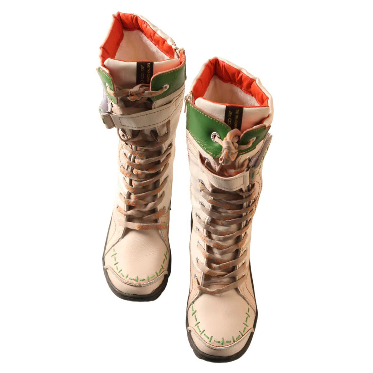 Washed PU Lace-Up Y2K Tall Boots