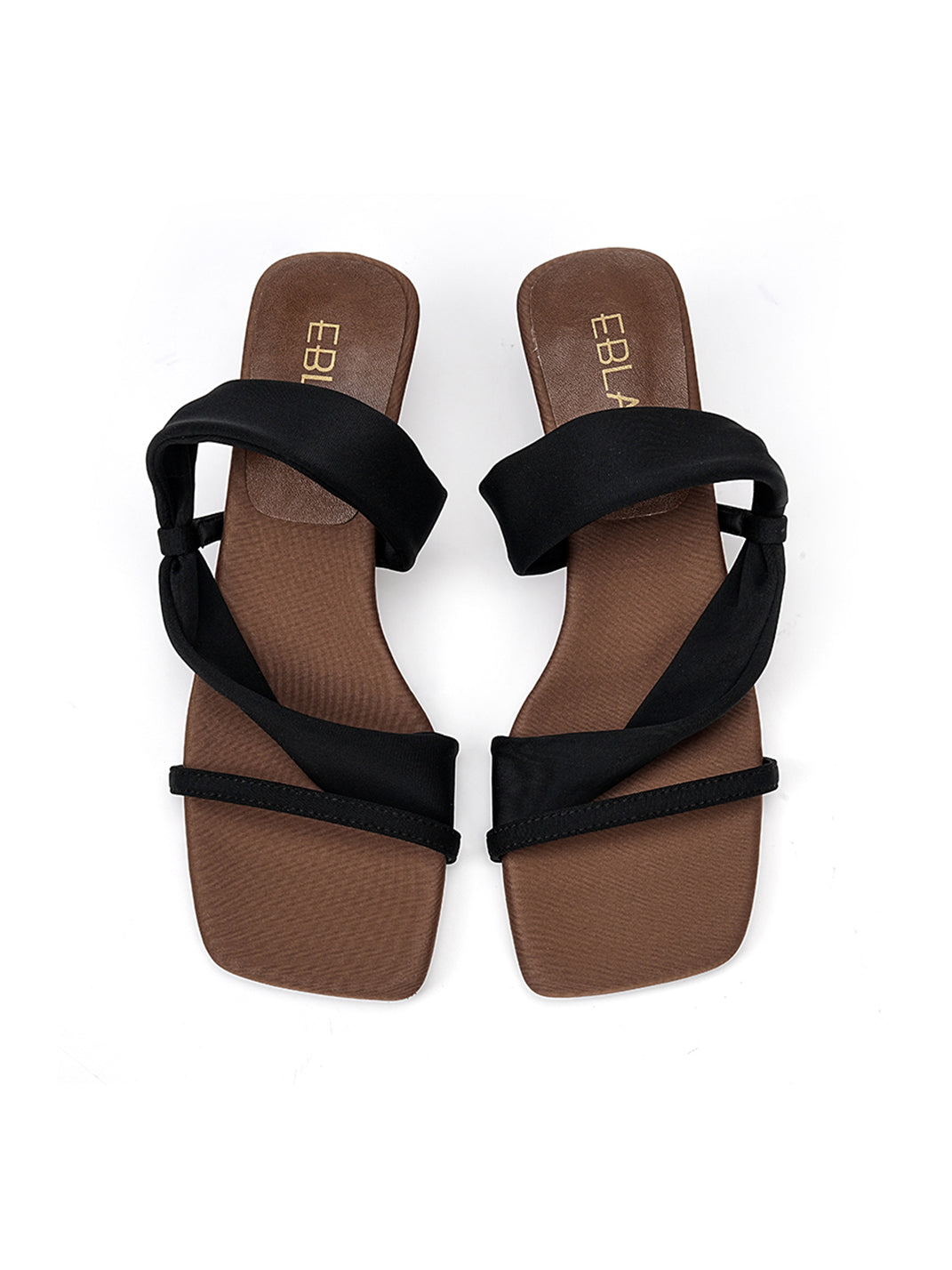 Toe-Loop Asymmetric Strap Sandals With Sculptural Heel