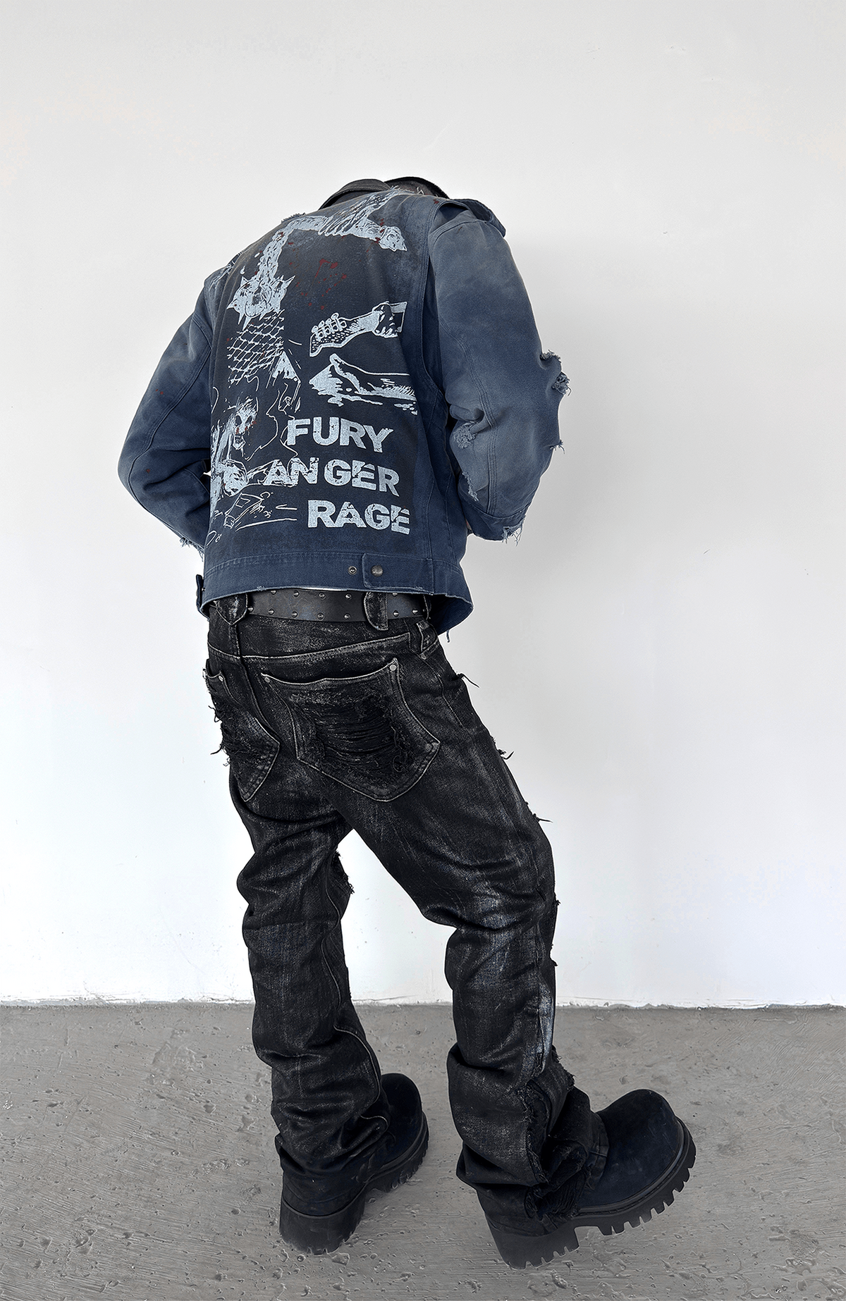 TECNINEGROUP Distressed Grunge Denim Jacket