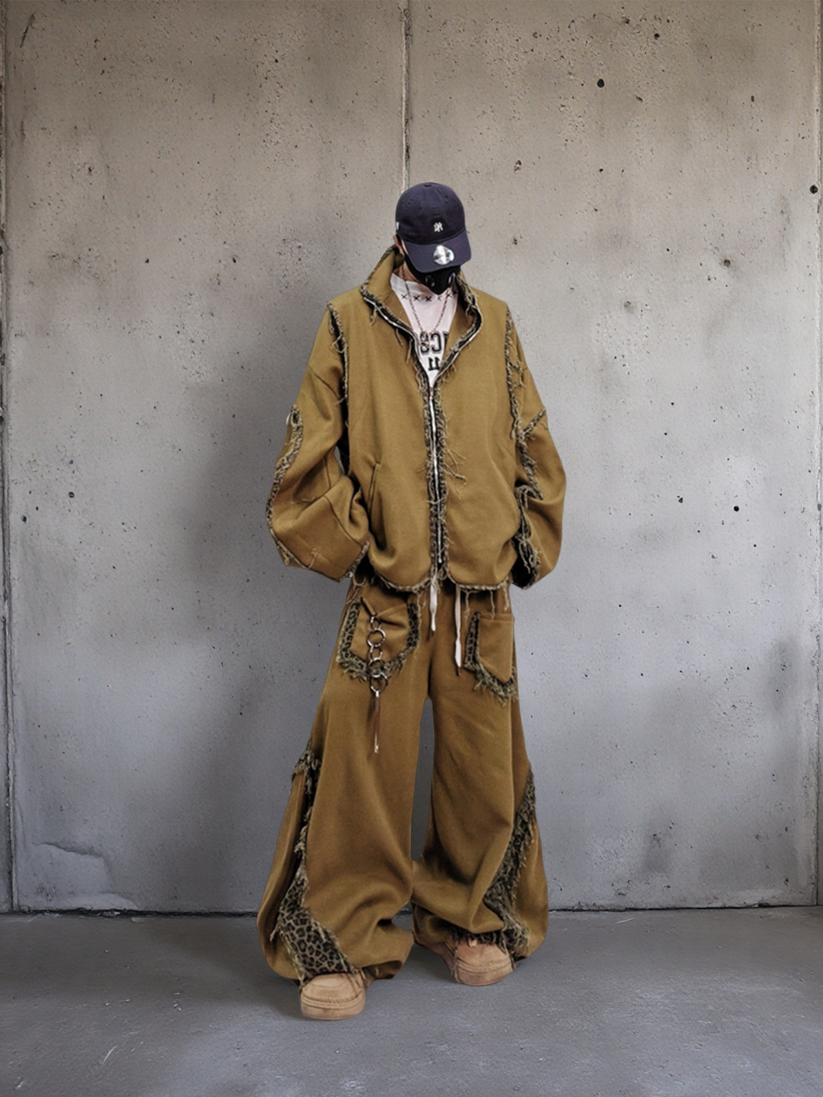 UUCSCC Retro Distressed Raw Seam Varsity Jacket