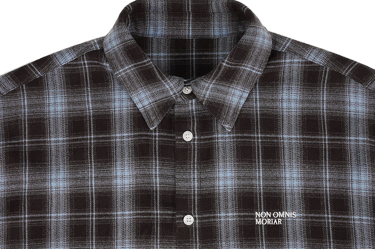 UNDERWATER Plaid Raw Edge Shirt  Blue