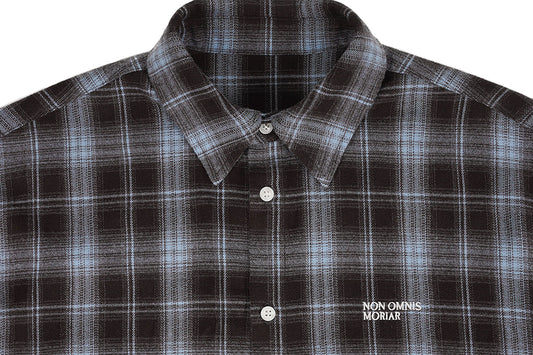 UNDERWATER Plaid Raw Edge Shirt  Blue