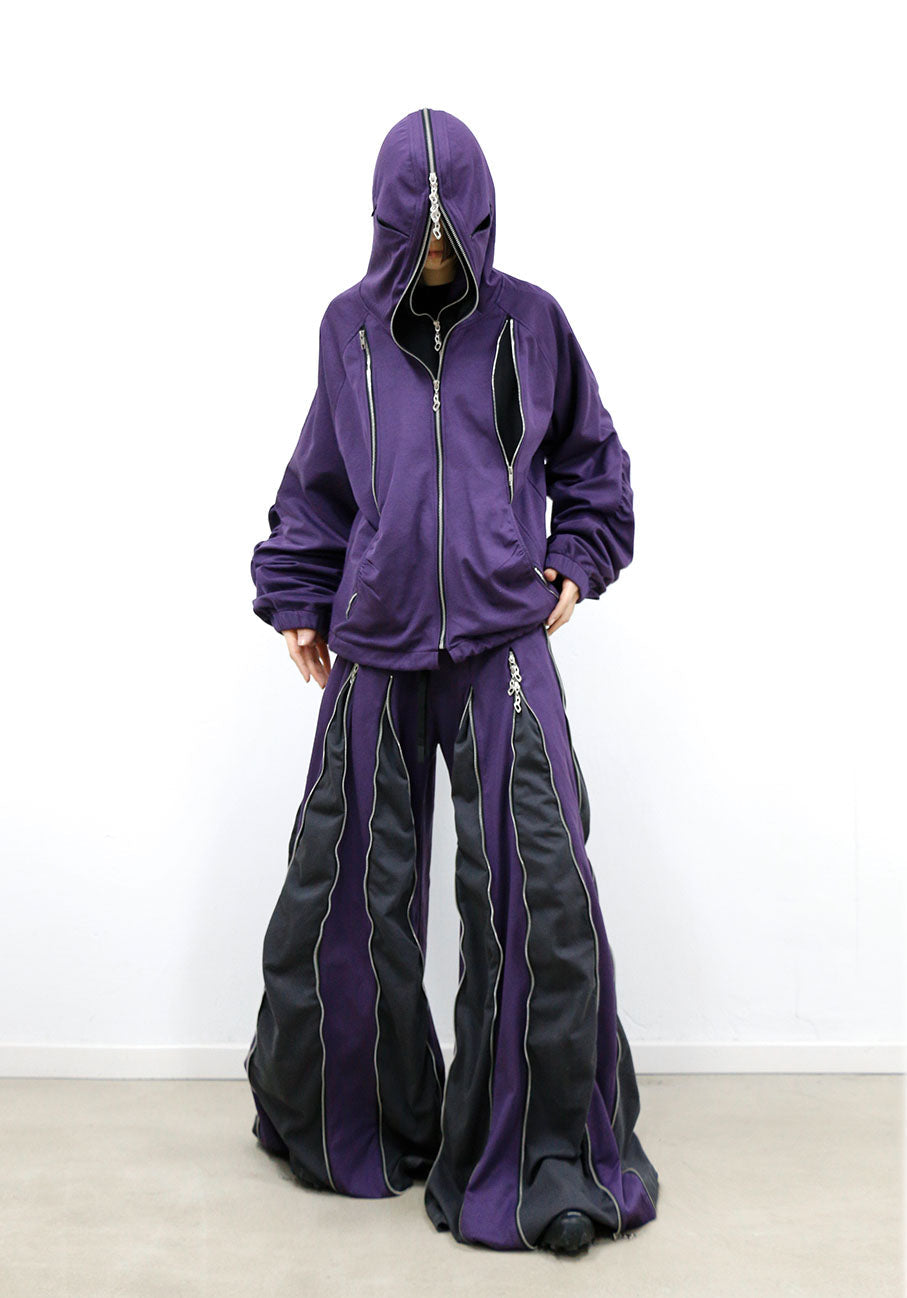 RELABEL Layered Multi-Zip Mask Hood Jacket Purple