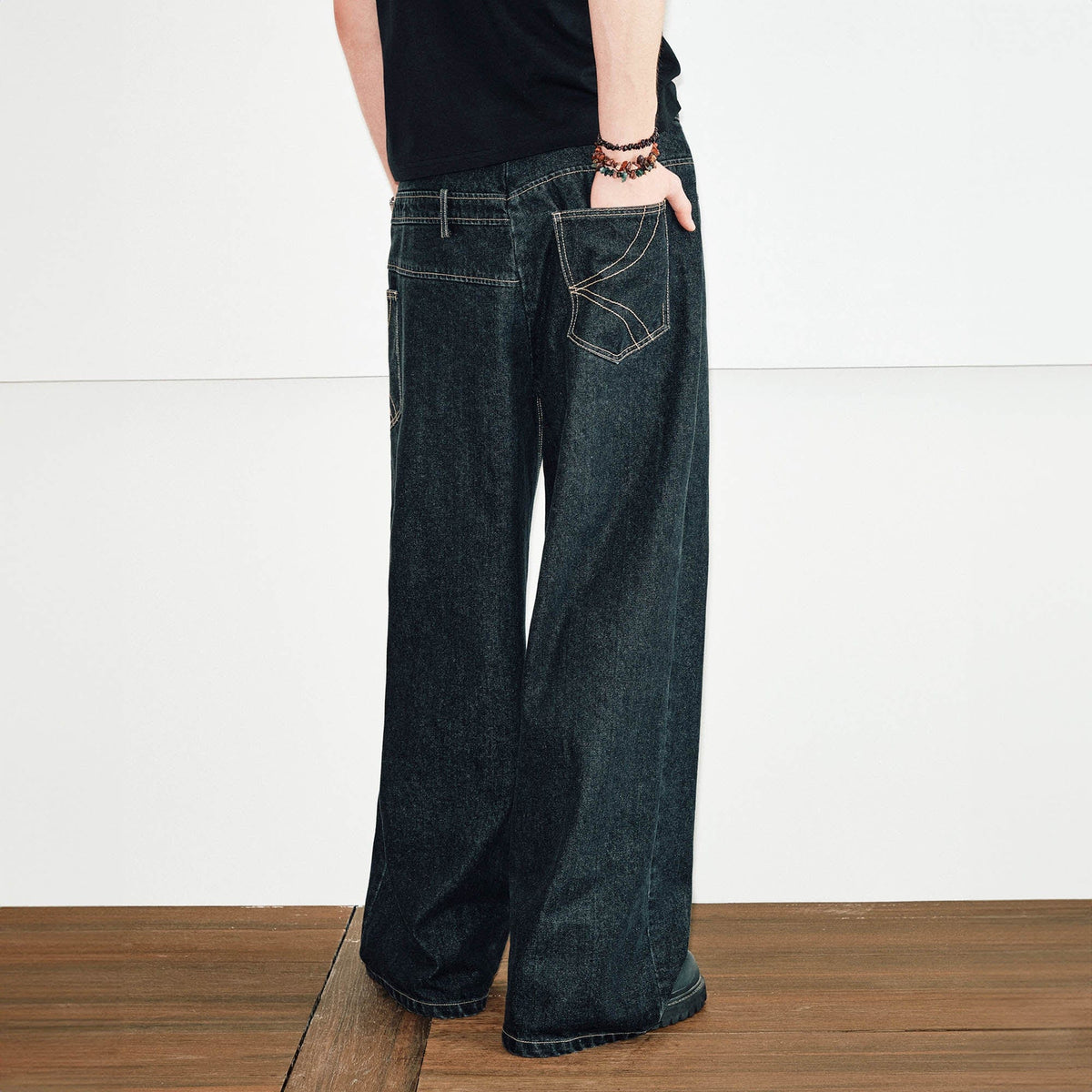 KREATE Misaligned Deconstructed Straight-Leg Jeans