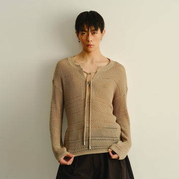 KADAKADA Open-Knit Drawstring Sweater