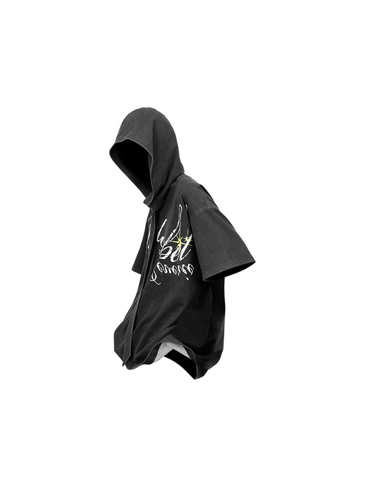 RELABEL Detachable Hood Washed Denim Tee