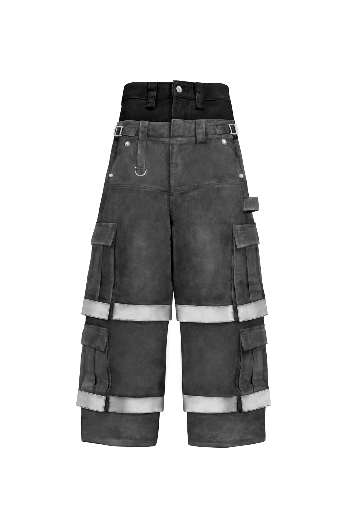 TECNINEGROUP Detachable Reflective Firefighter Cargo Pants Gray