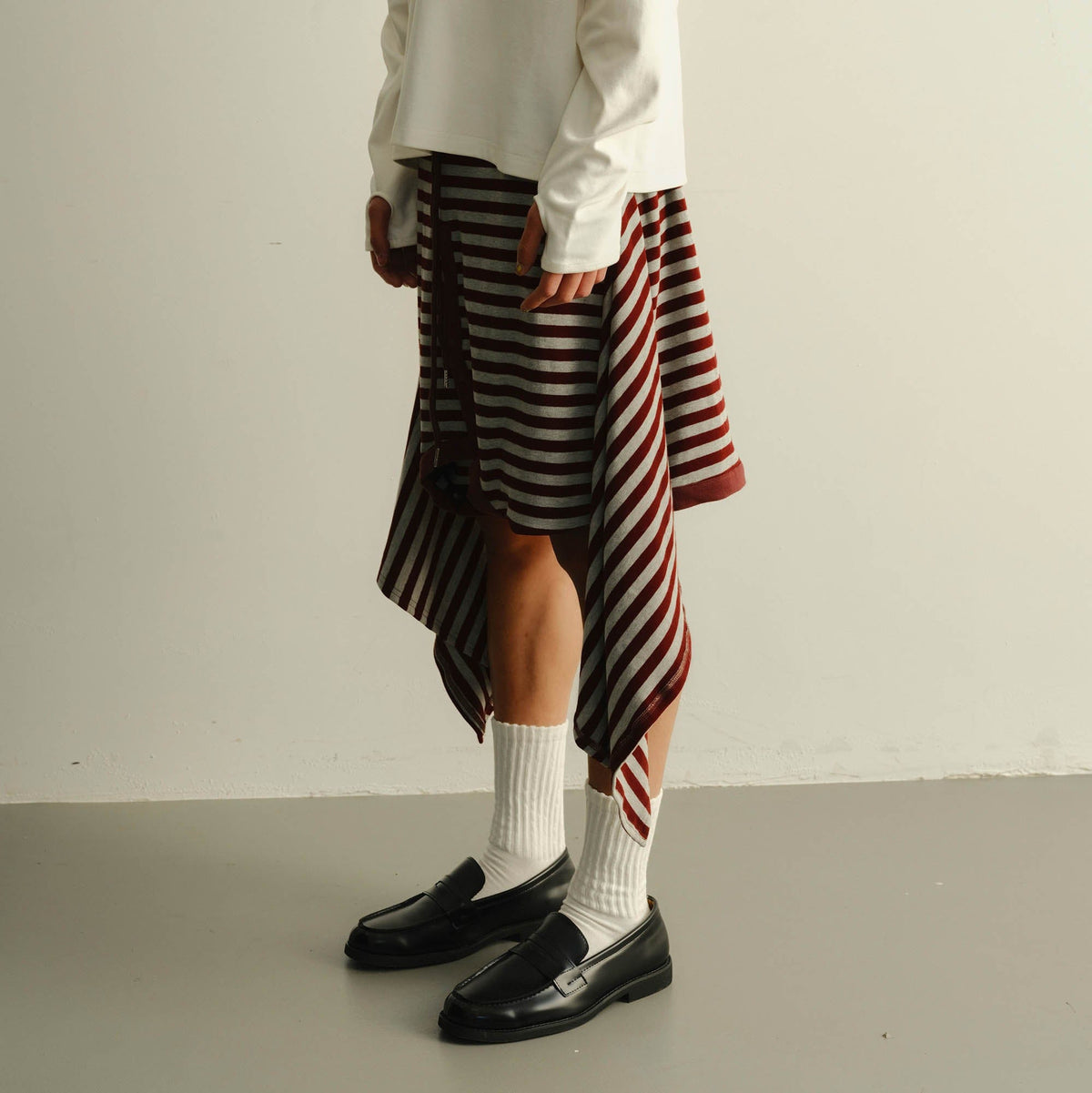 KADAKADA Sweater-Reworked Striped Knit Shorts