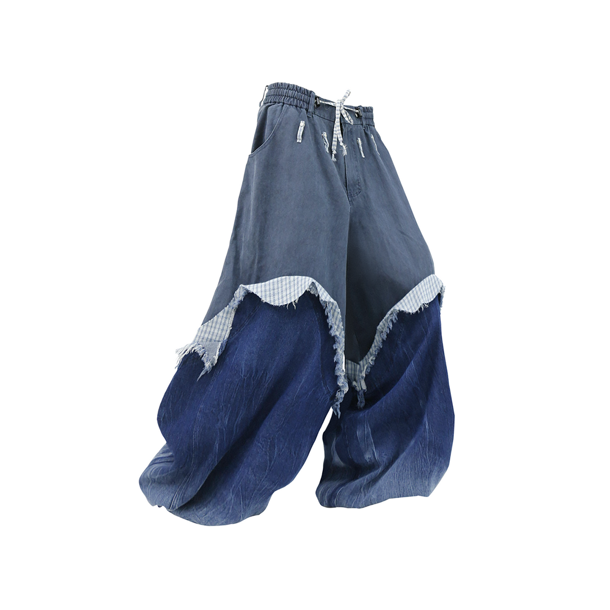 RELABEL Gradient Wash Denim Panel Balloon Pants Blue