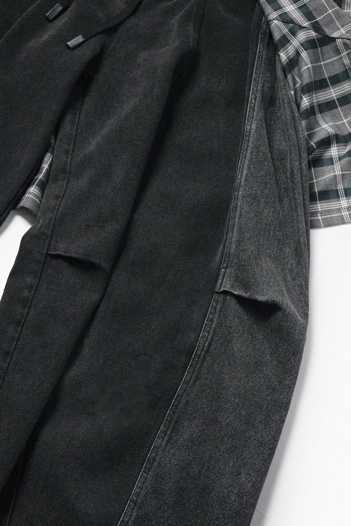 RELABEL Detachable Plaid Back Flap Spliced Jeans