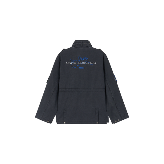 SAVAGEGROWTHWORLD Washed Canvas Multi-Pocket Utility Jacket