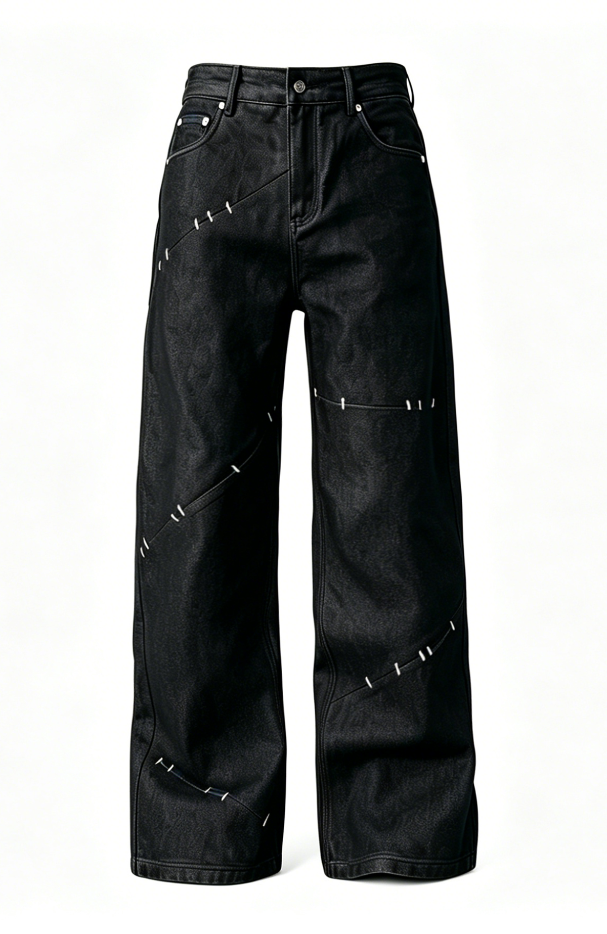 KREATE Deconstructed Stitch Detail Raw Denim Jeans