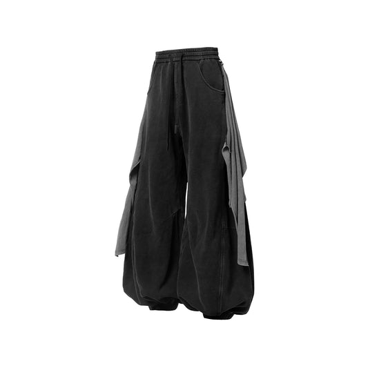 RELABEL Detachable Back Flap Draped Balloon Pants Gray