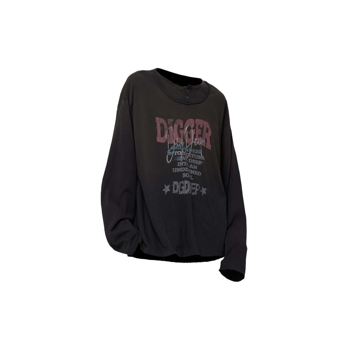 RELABEL Distressed Graphic Long-Sleeve Tee