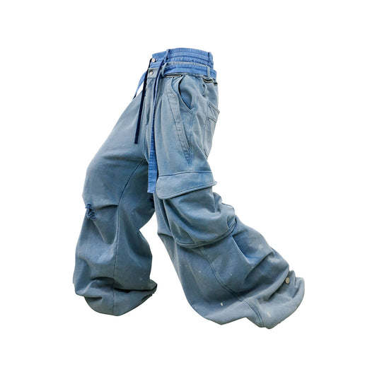 RELABEL Distressed Splatter Double-Waist Cargo Pants