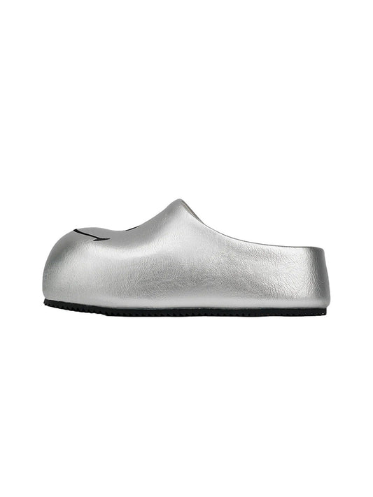 Silver Chunky Slip-On Mule Sandals