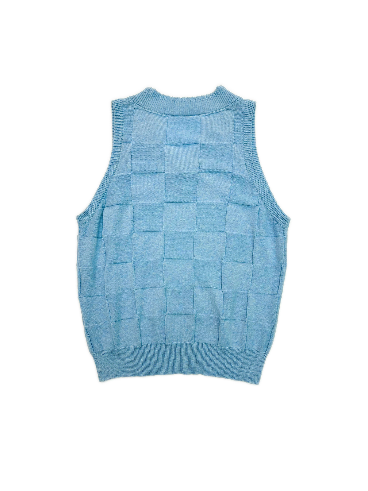 KADAKADA Checkerboard V-Neck Knitted Vest