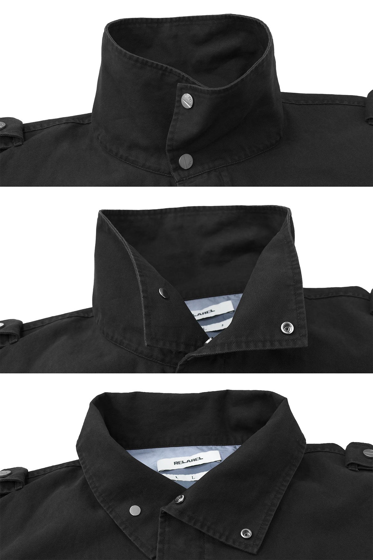 RELABEL Retro Multi-Pocket Snap-Hem Convertible Jacket Black