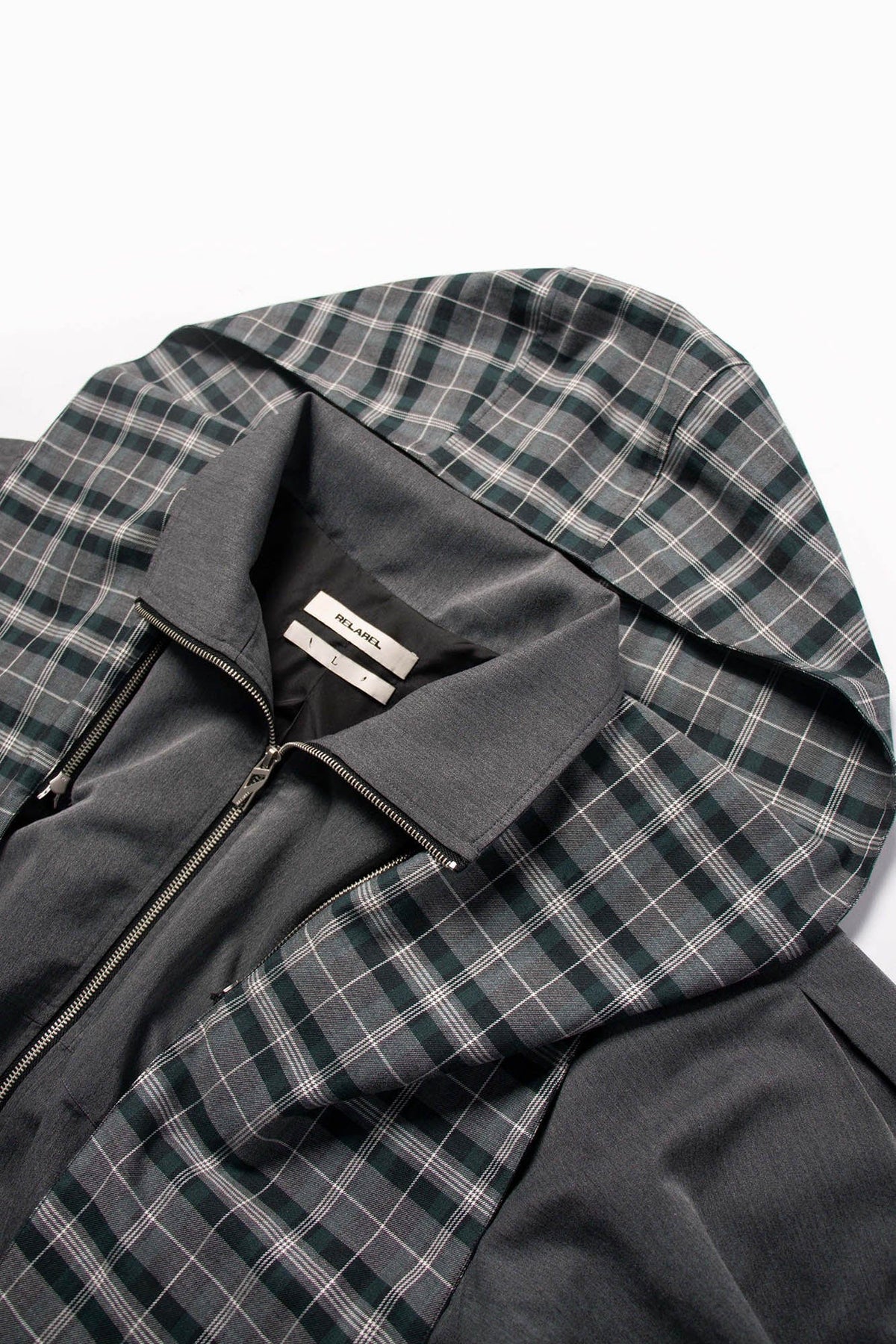 RELABEL Detachable Plaid Hooded Jacket