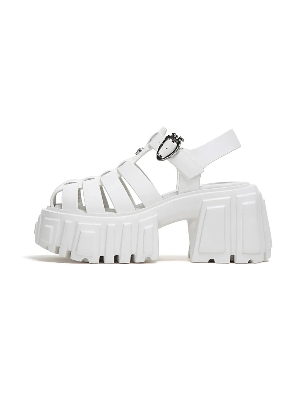 Black Chunky-Heel Roman Platform Sandals