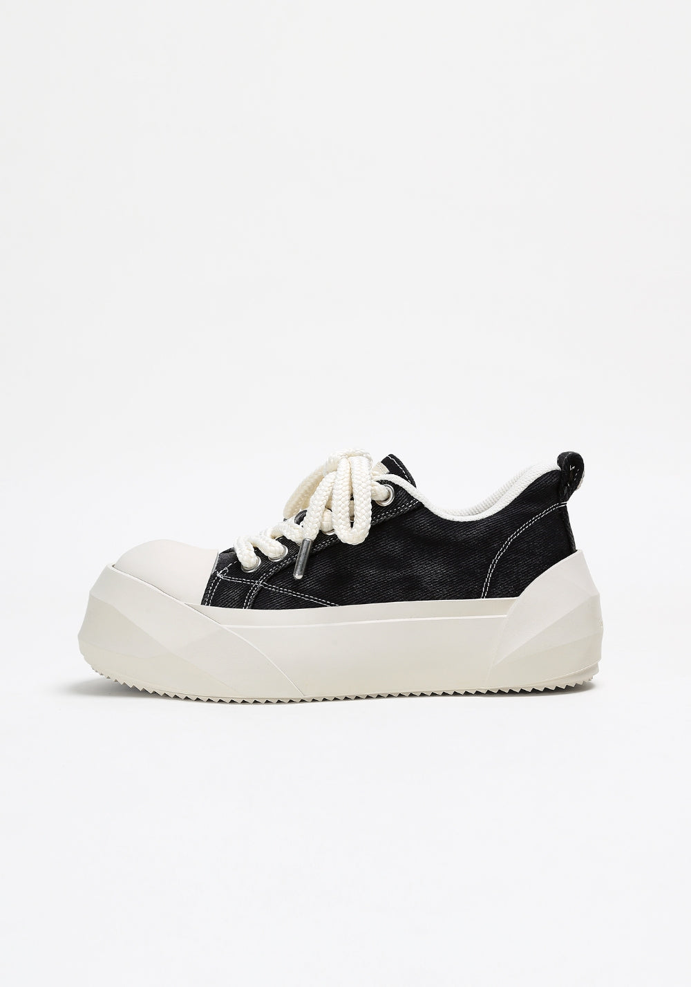 Denim Bare Look Washed Platform Sneakers