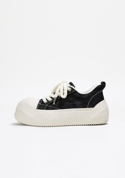 Denim Bare Look Washed Platform Sneakers