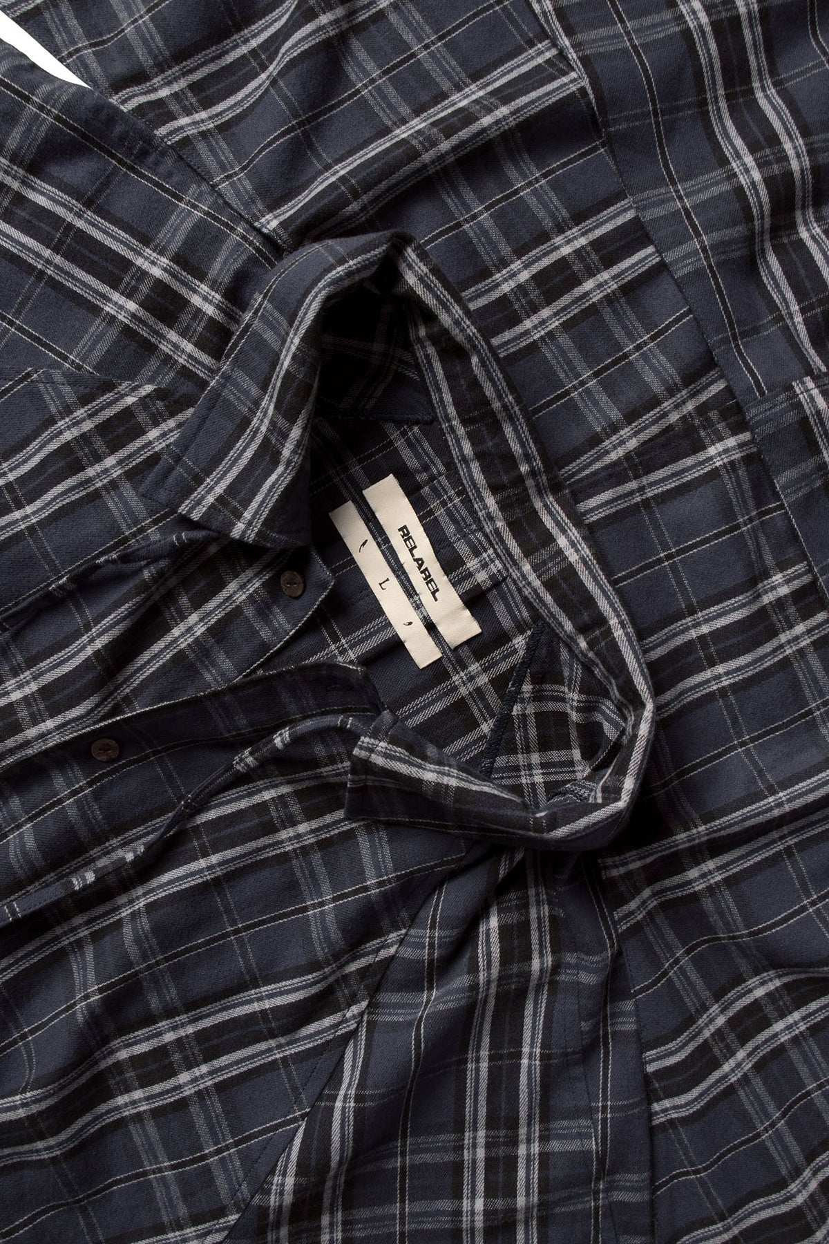 RELABEL Detachable Hood Multi-Zip Plaid Oversized Shirt