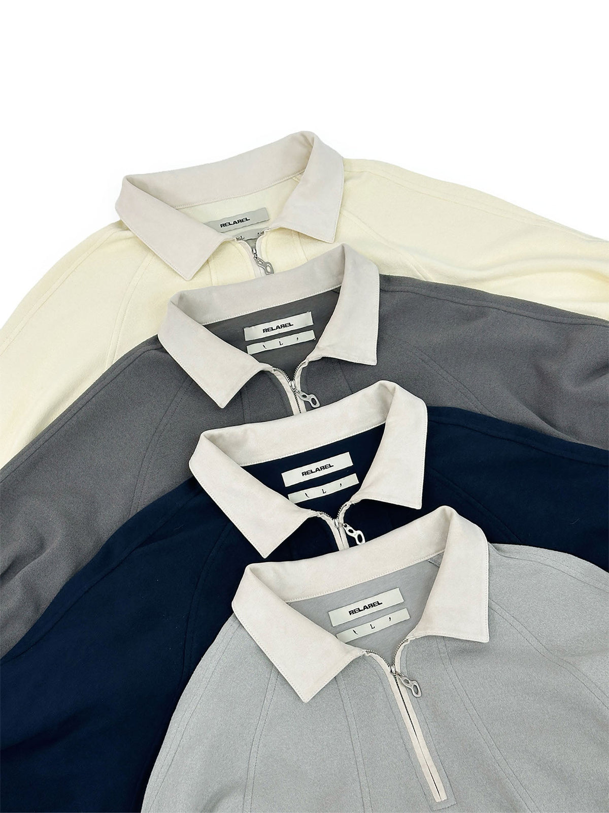 RELABEL Raglan Drawstring-Hem Polo Sweatshirt