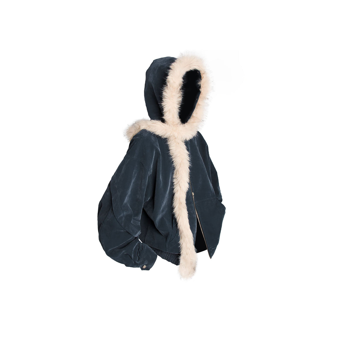 RELABEL Detachable Faux Fur Trim Hooded Jacket