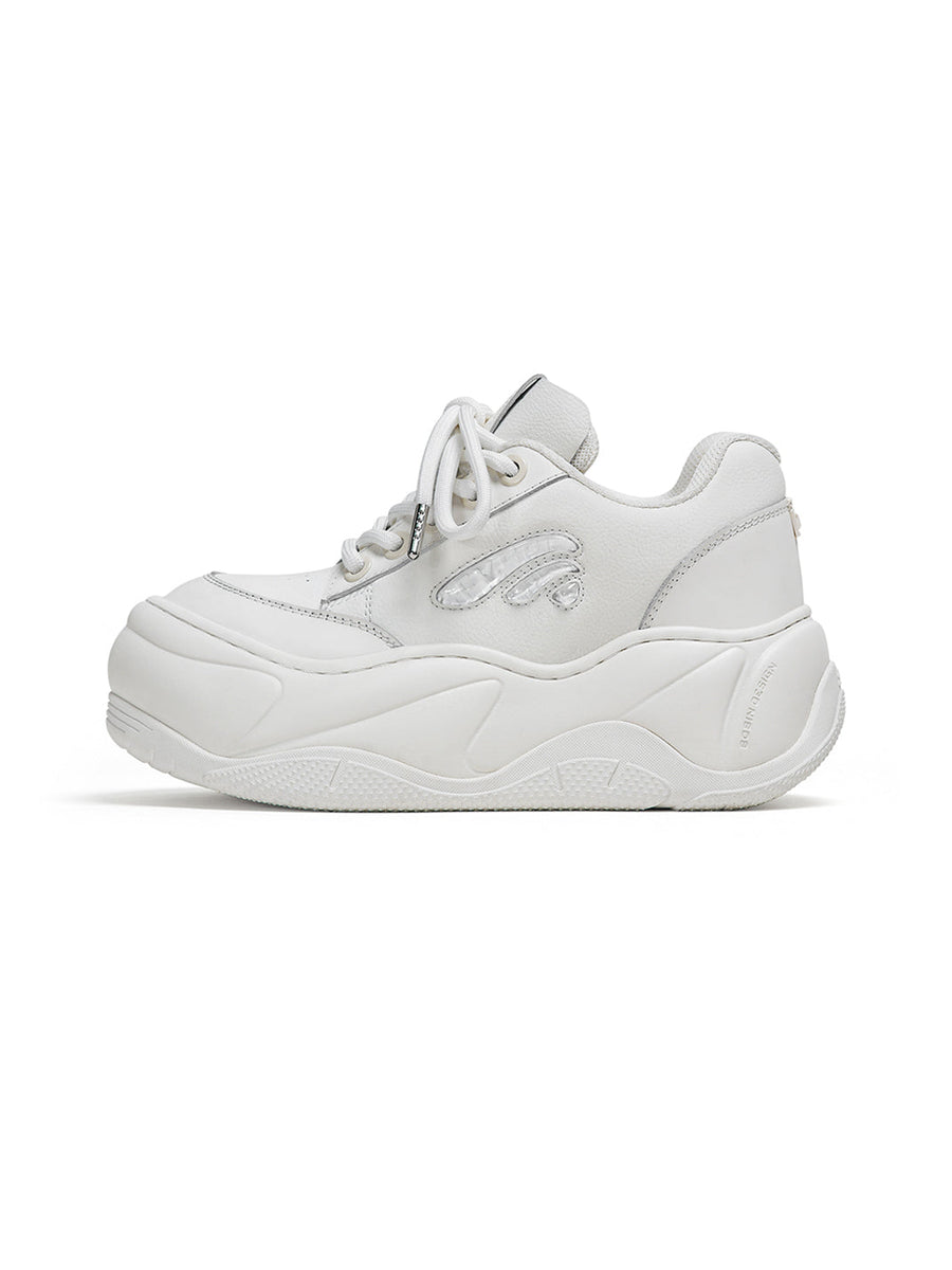 White WiFi 2.0 Wave Leather Platform Sneakers