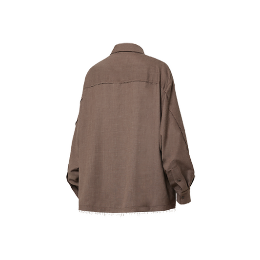 RELABEL Linen Blend Frayed Hem Shirt