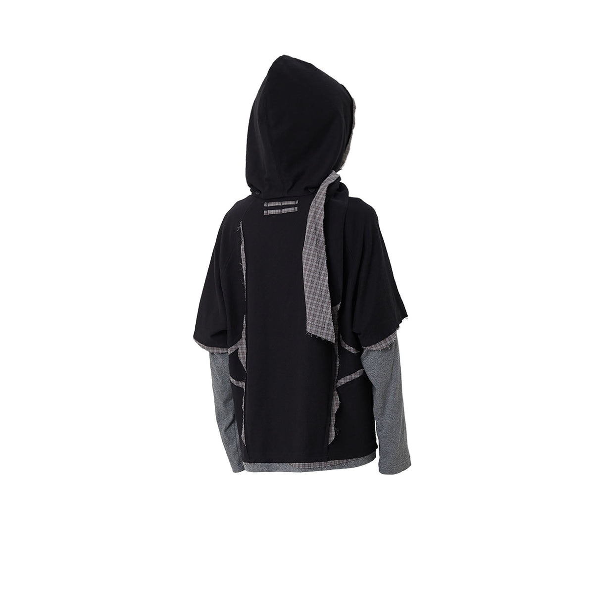 RELABEL Detachable Snood Hood Spliced Long-Sleeve Tee