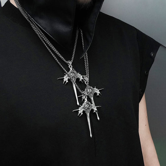 SSIN7 Thorn Cross Pendant Necklace