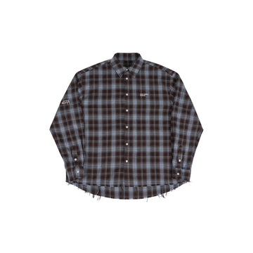 UNDERWATER Plaid Raw Edge Shirt  Blue